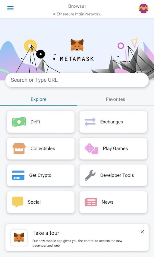 Браузер приложения MetaMask.
